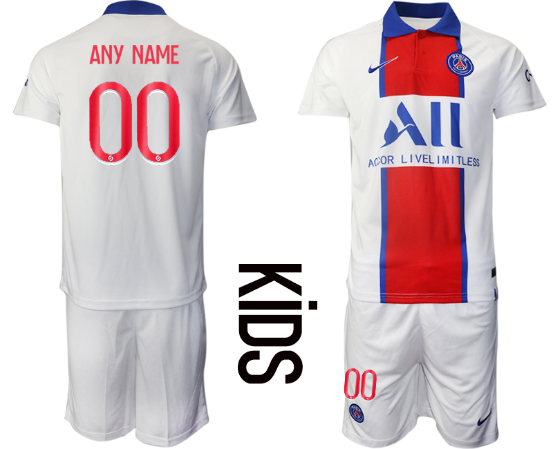 Youth 2020-2021 club Paris St German away customized white Soccer Jerseys->customized soccer jersey->Custom Jersey